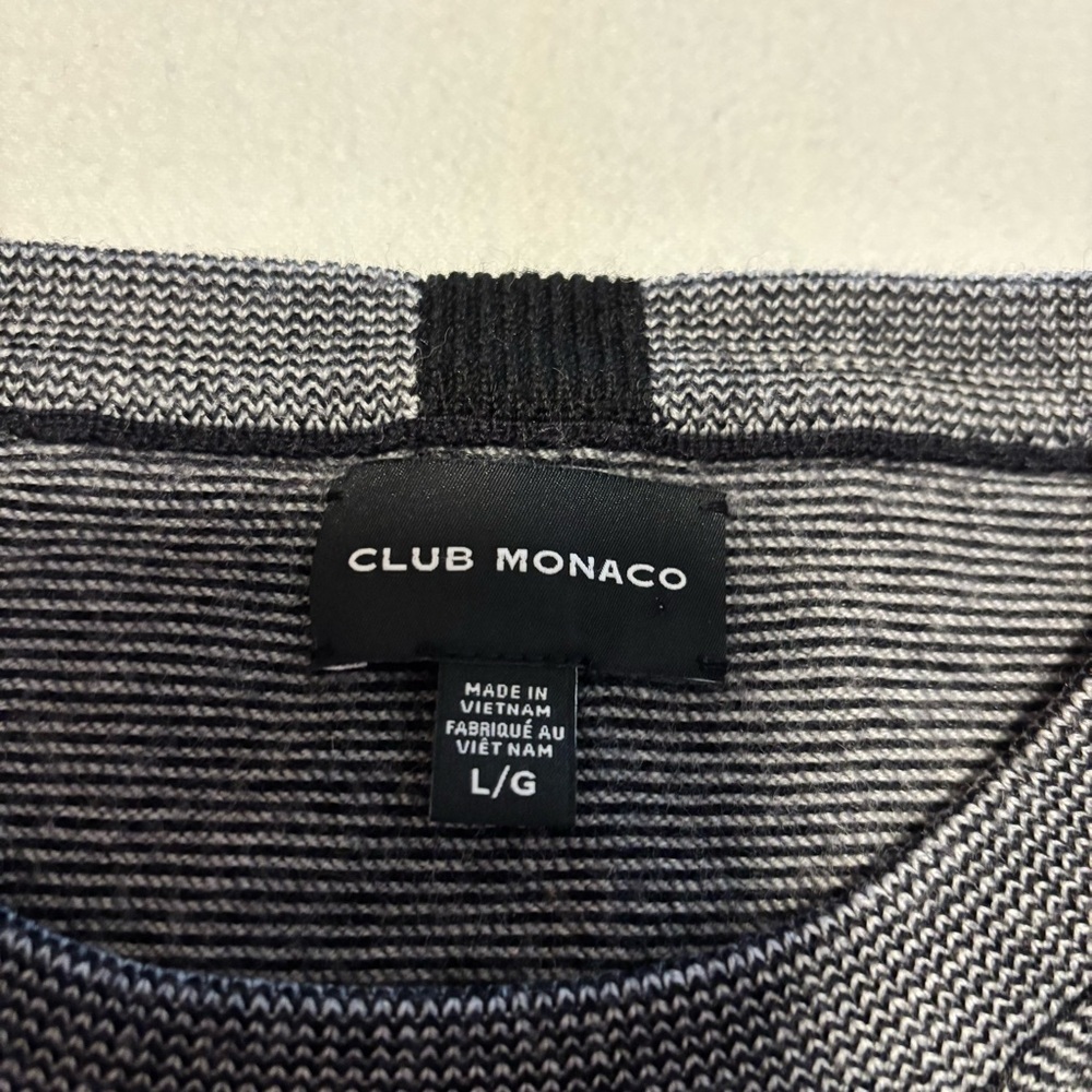 Club Monaco Wool Colorblock Stripe Knit Sweater Men's Large Lightweight Soft - Picture 2 of 5